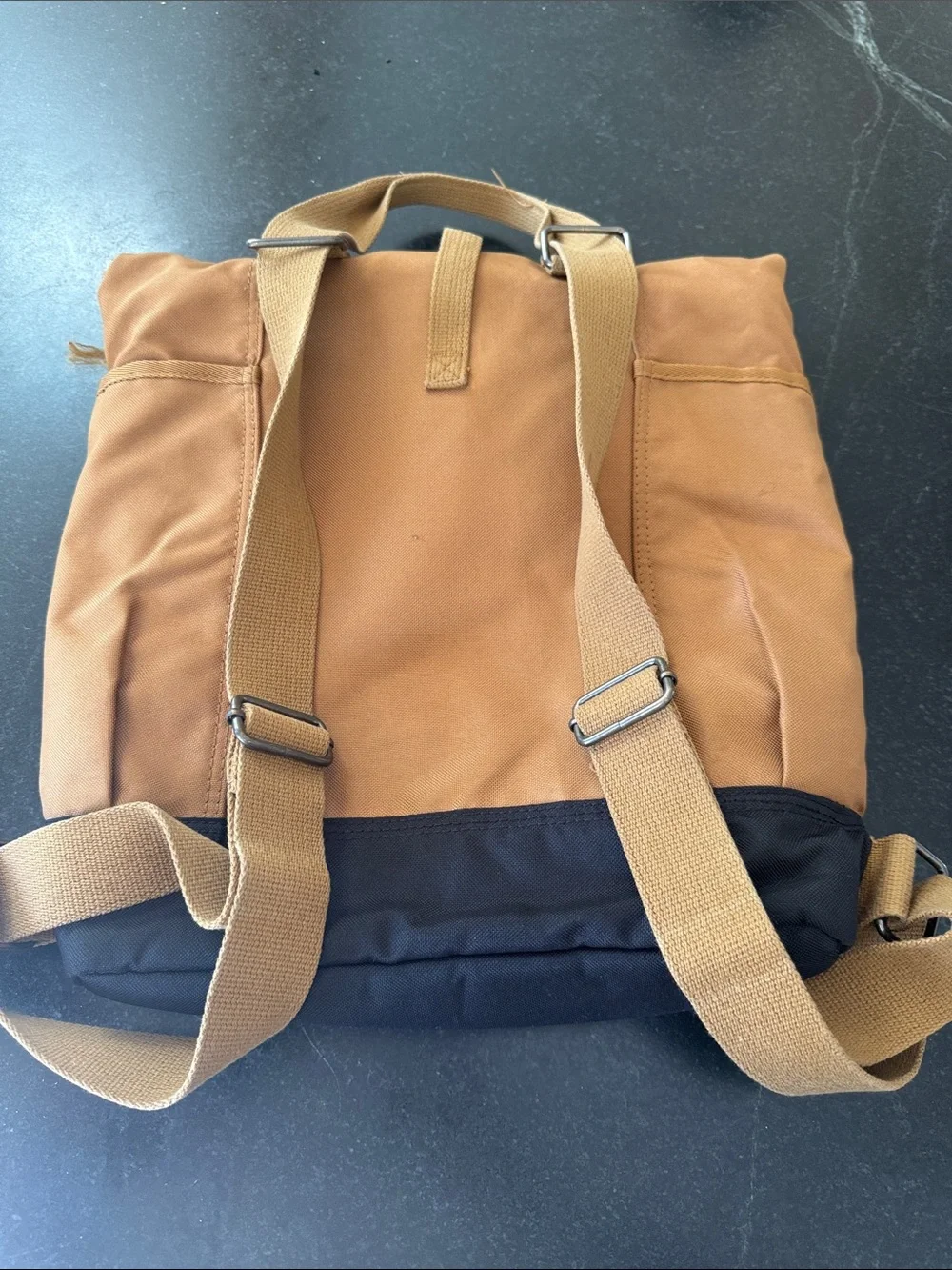 Carhartt Tan and Black Roll-Top Backpack Tote